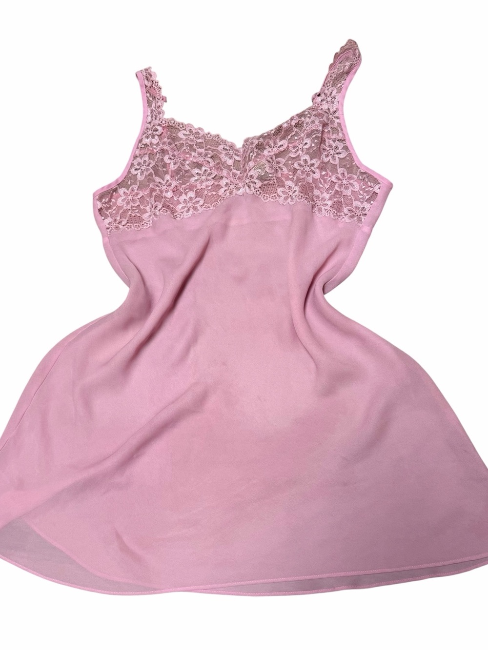 Vintage Pink Lace Trim Slip Dress